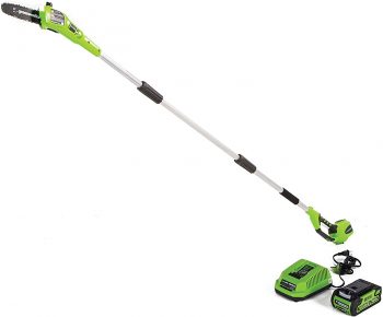 Greenworks 8.5′ 40V Cordless Pole Saw, 2.0 AH Battery Included 20672 Greenworks 8.5' 40V Cordless Pole Saw, 2.0 AH Battery Included 20672